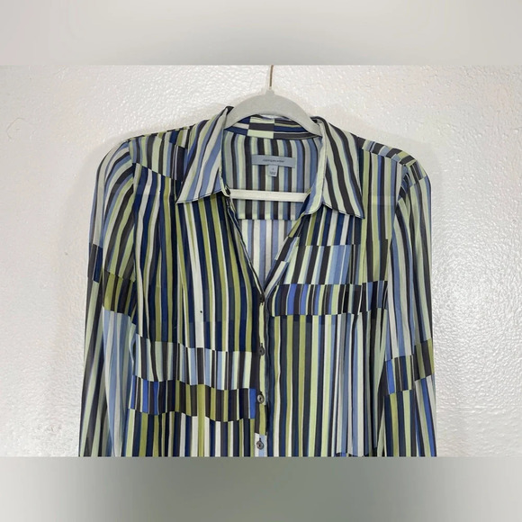 Classiques Entier 100% Silk Sheer Collared Button Down Shirt Women’s Small - Picture 2 of 13